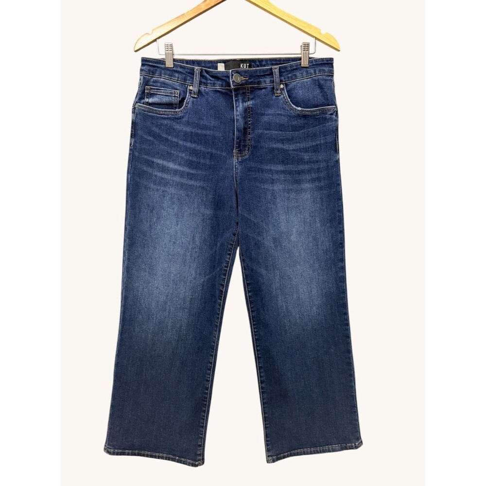 Kut From The Cloth Charlotte Culotte Cropped Jeans Size 12 Dark Wash Wide Leg